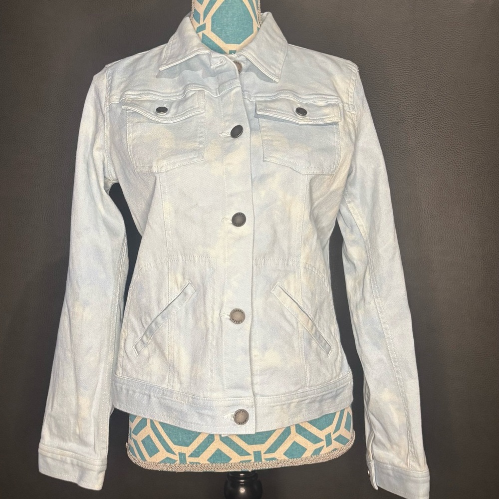Chaps Jacket Womens M Blue Denim Acid Wash Stretch Western Preppy Y2K